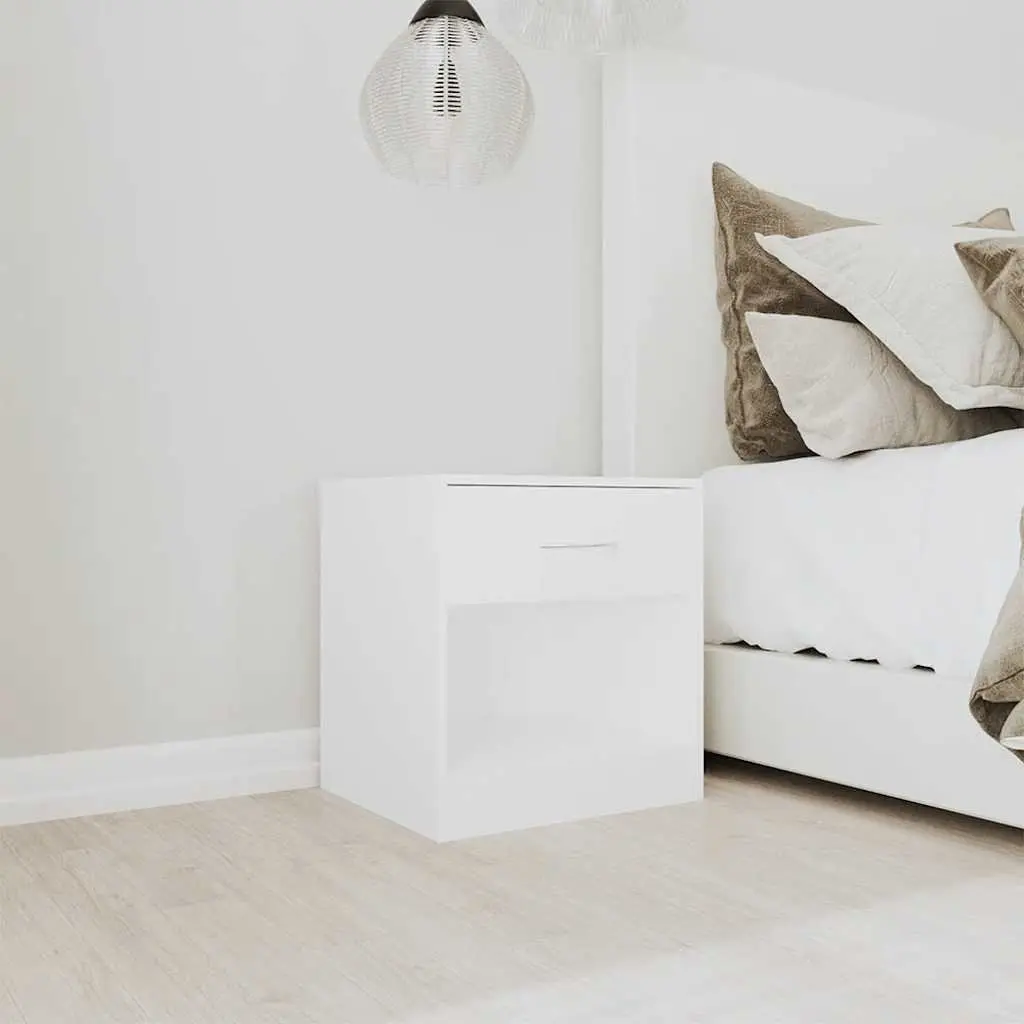 2-Piece White Nightstand Set with Storage