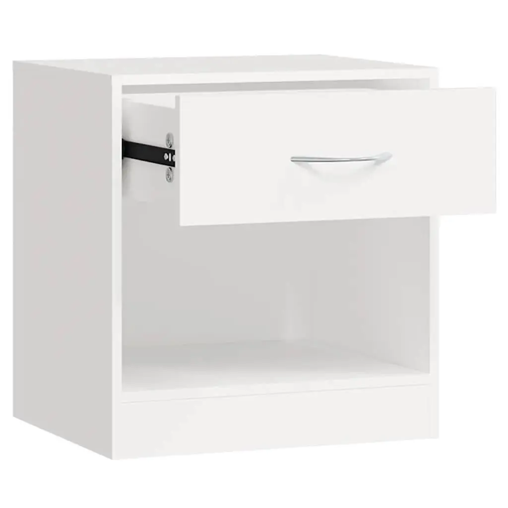 2-Piece White Nightstand Set with Storage