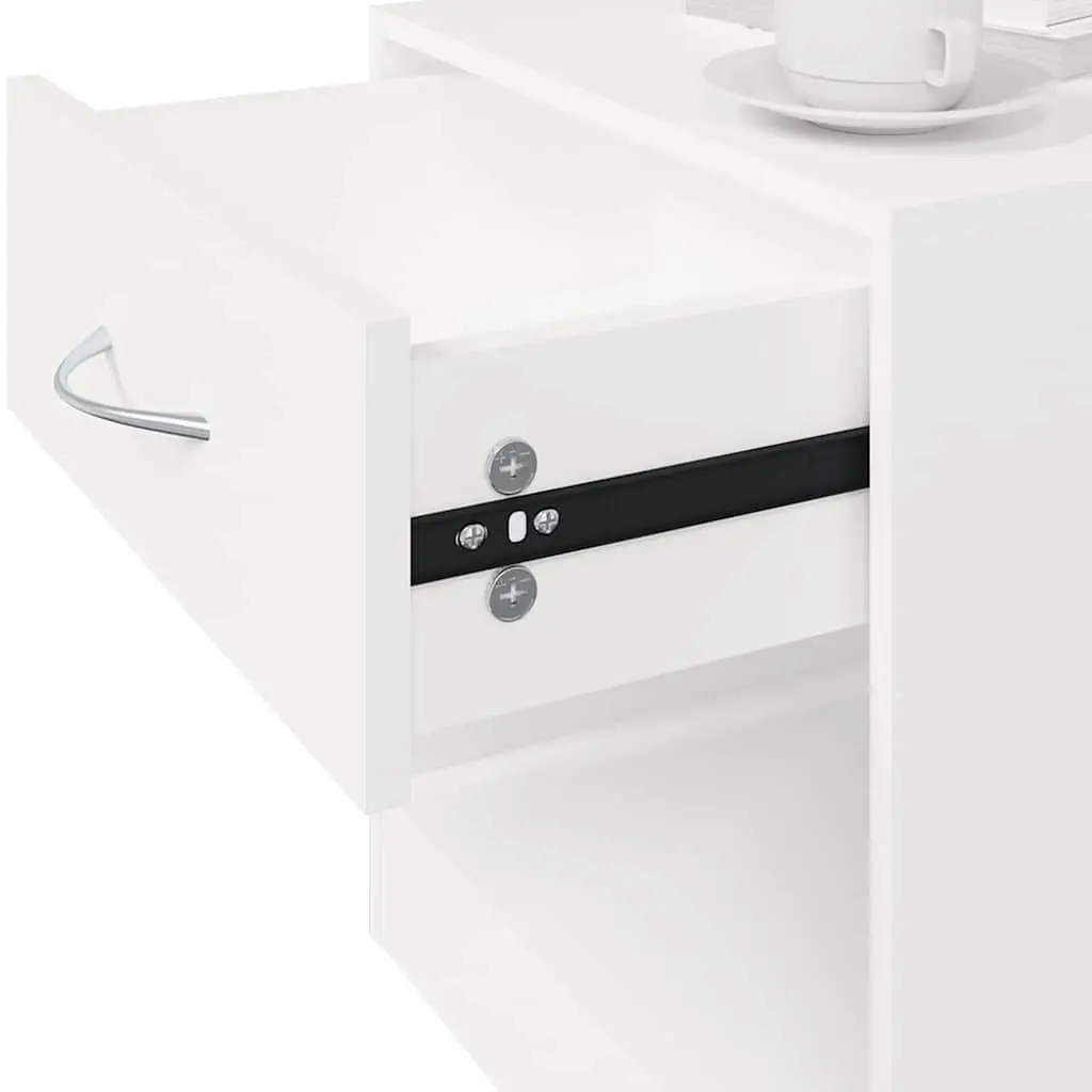 2-Piece White Nightstand Set with Storage