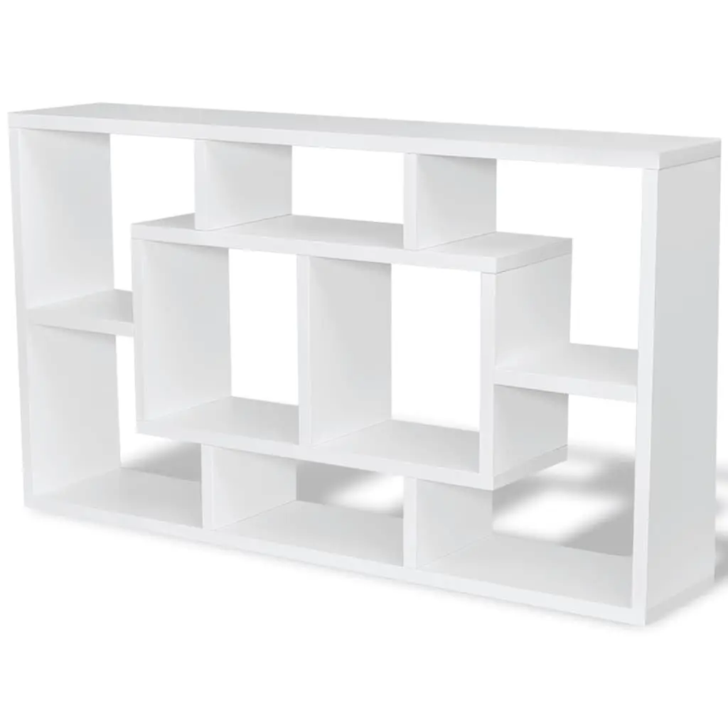 White Wall Display Shelf with 8 Compartments