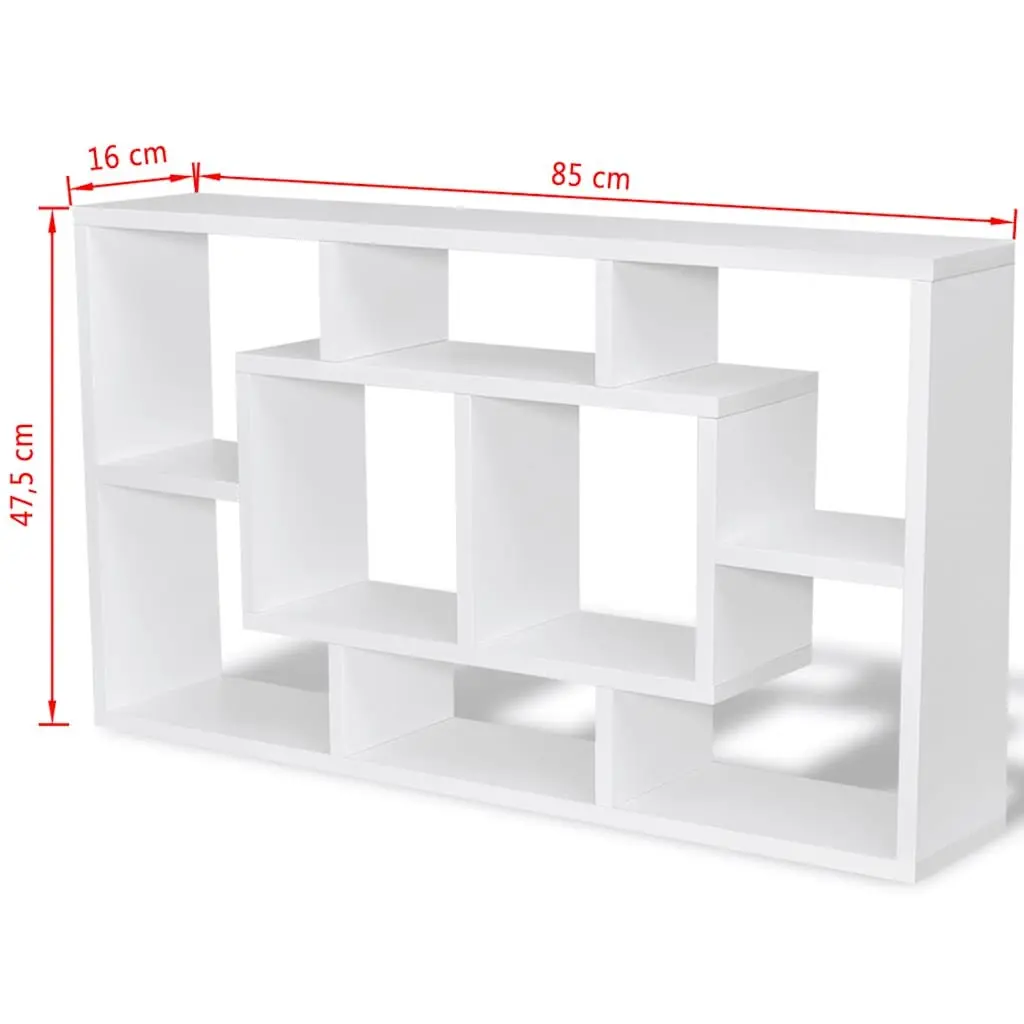 White Wall Display Shelf with 8 Compartments