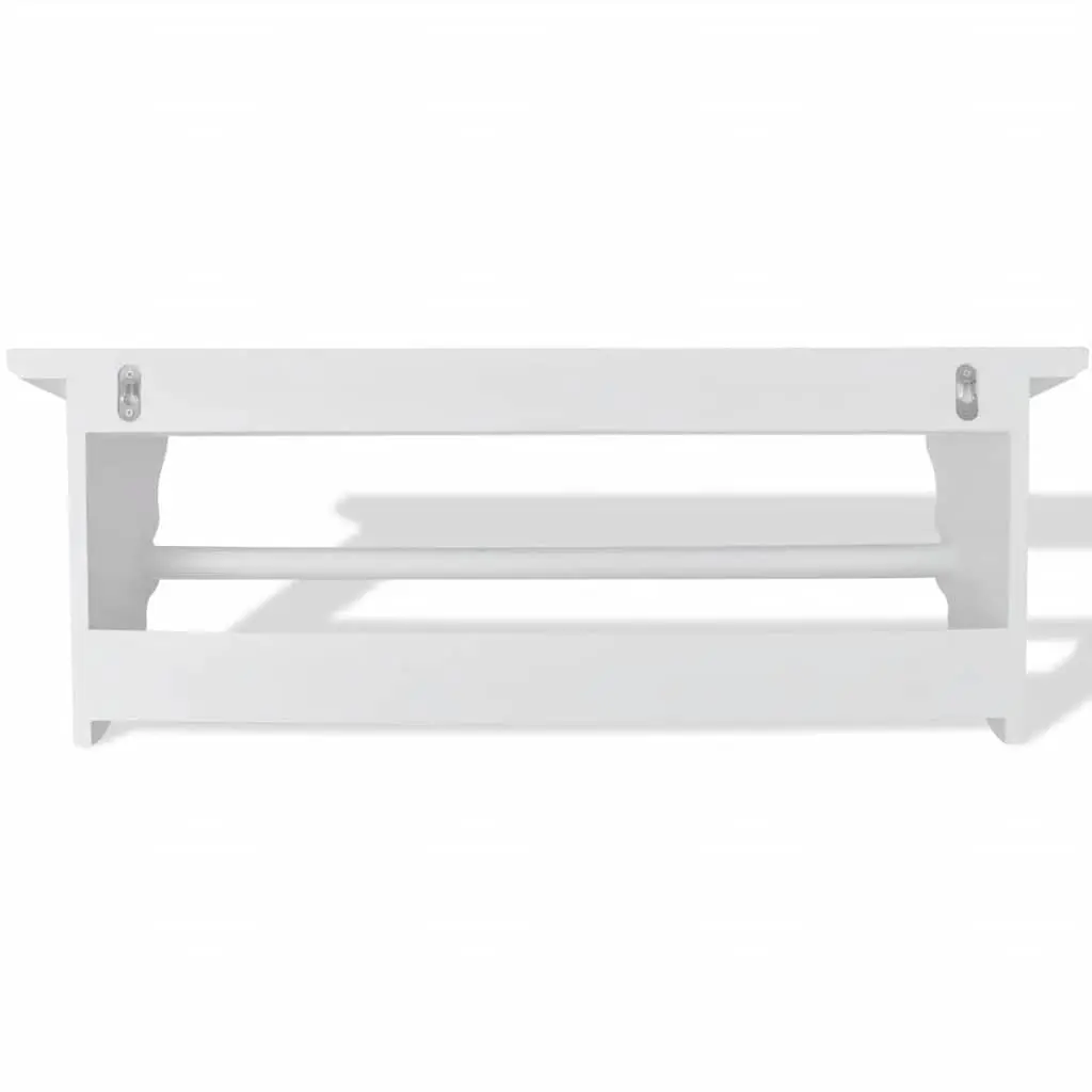 Coat Rack MDF Wall Mount Baroque Style White Shelf Hooks