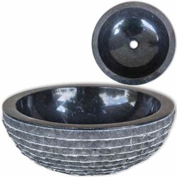 Elegant Black Marble Round Bathroom Sink 40cm