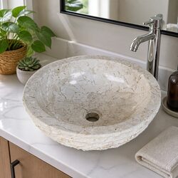 Elegant Cream Marble Wash Basin 40cm