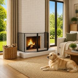 Pet Fireplace Fence Steel Black Swing Gate Safety Barrier Grill Stove Protection