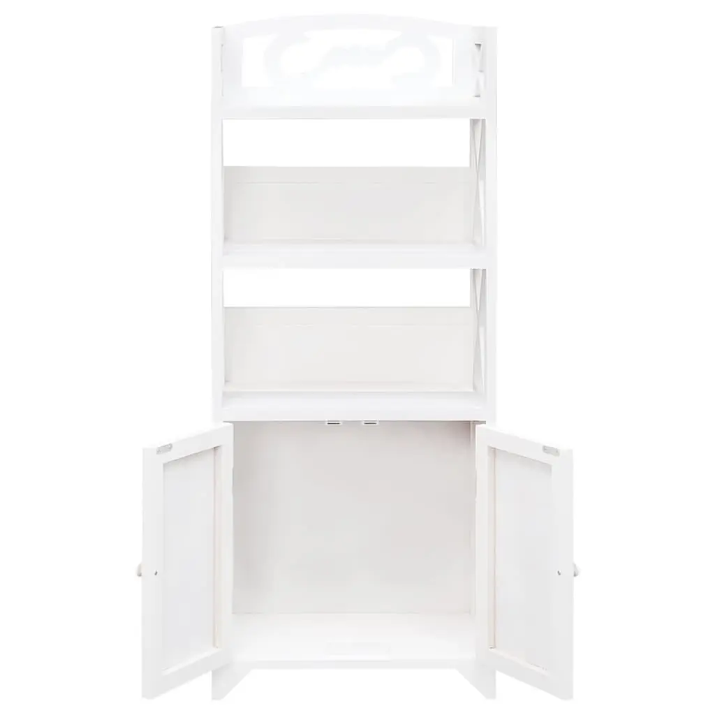 Bathroom Cabinet Wood Floor Standing Storage Cupboard White 46x24x117.5 cm