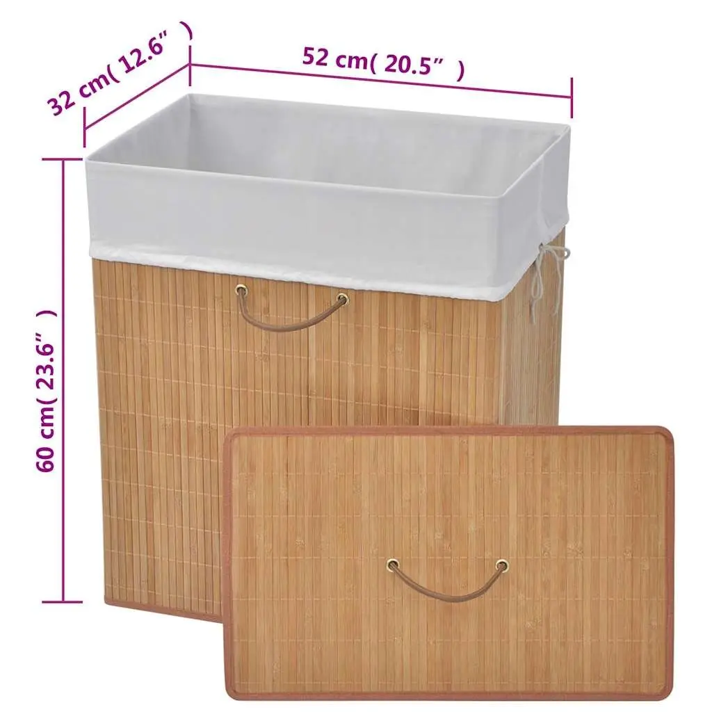 Brown Bamboo Laundry Bin with Removable Liner