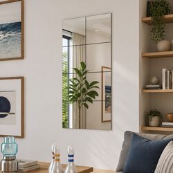 Frameless Mirror Tiles Set 8 pcs 20.5 cm Silver Glass Wall Decor Home Living