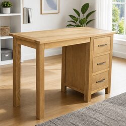 Solid Oak Wood Desk with 3 Drawers for Durable Storage