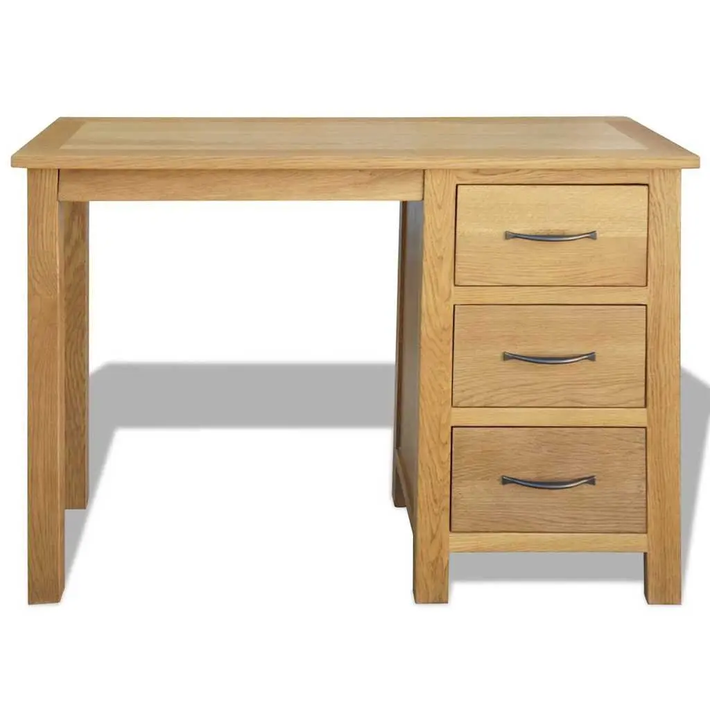 Solid Oak Wood Desk with 3 Drawers for Durable Storage