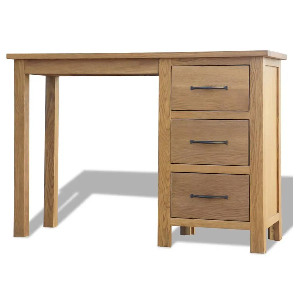 Solid Oak Wood Desk with 3 Drawers for Durable Storage