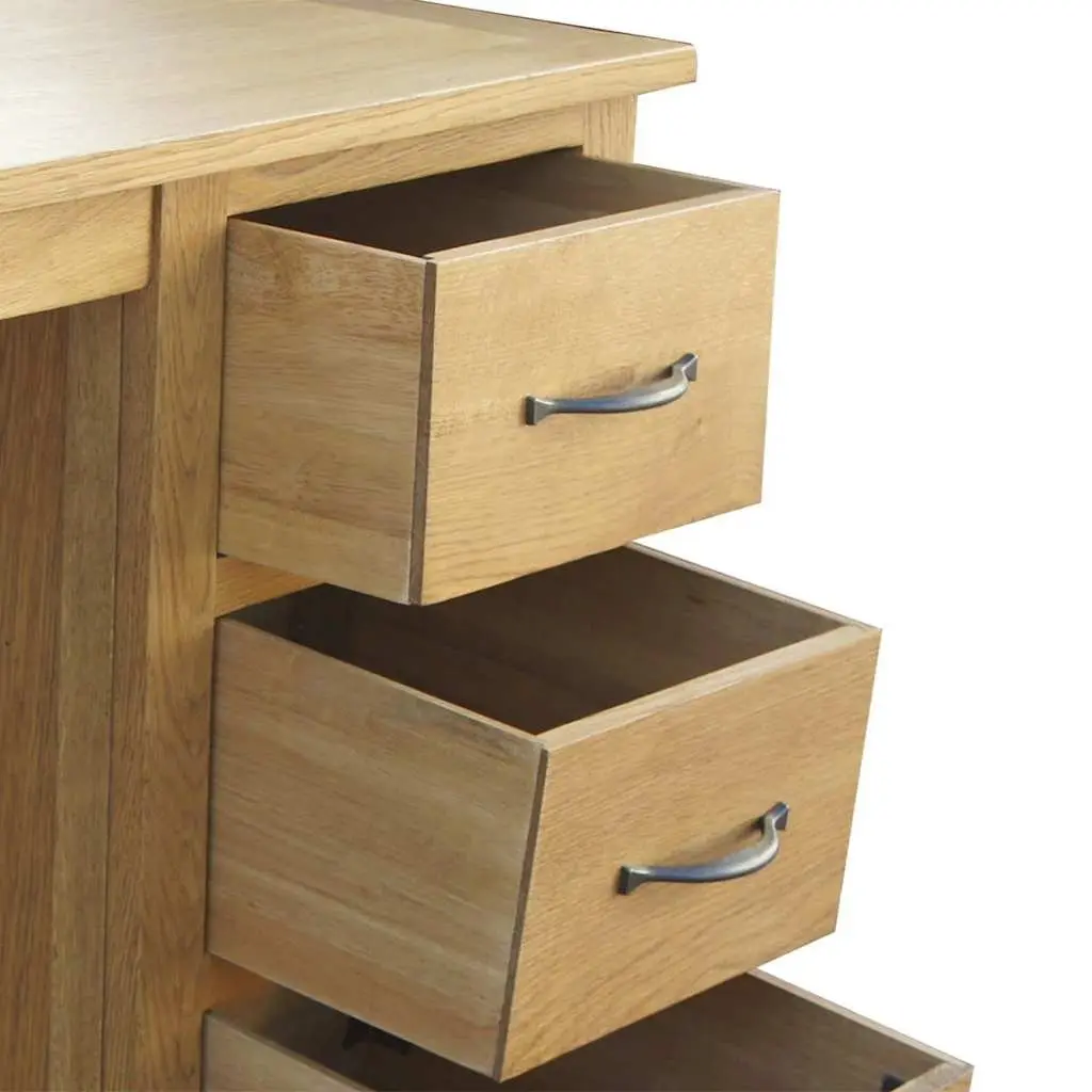 Solid Oak Wood Desk with 3 Drawers for Durable Storage