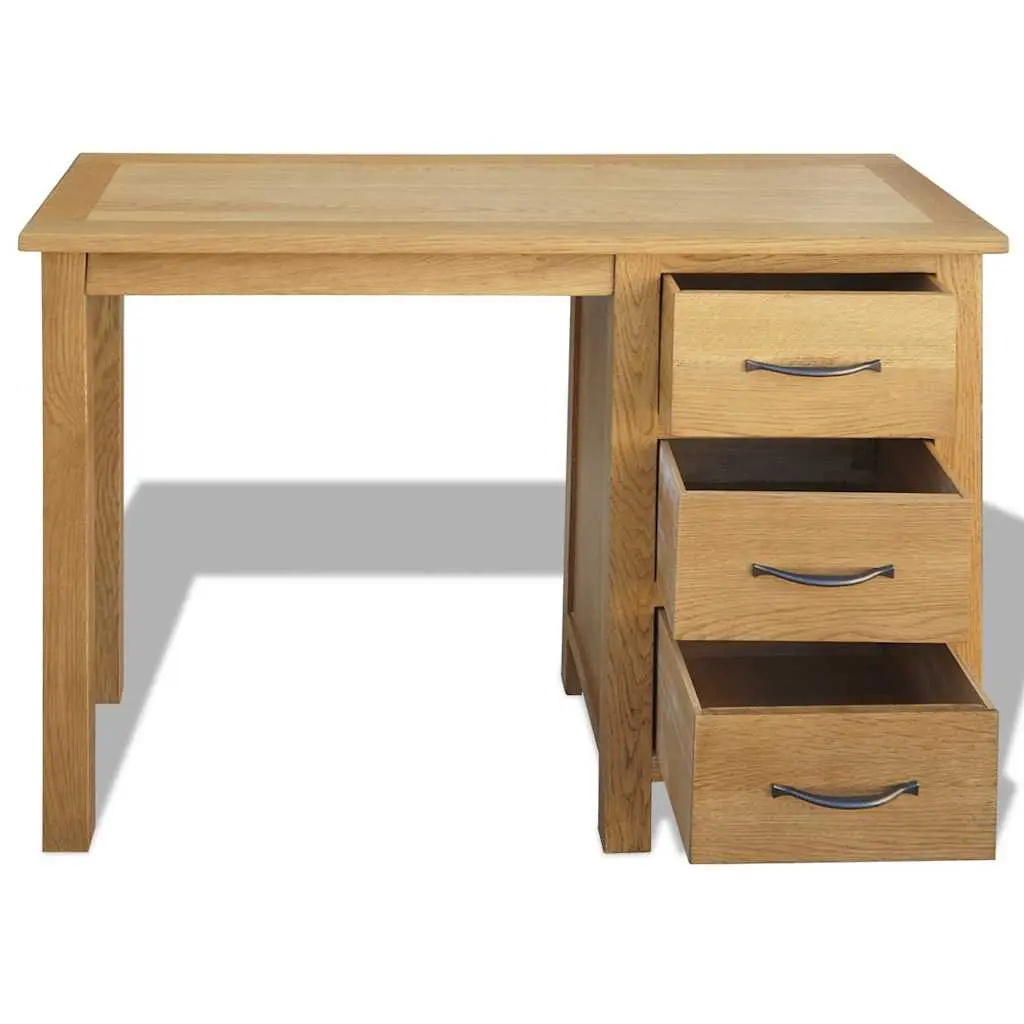 Solid Oak Wood Desk with 3 Drawers for Durable Storage