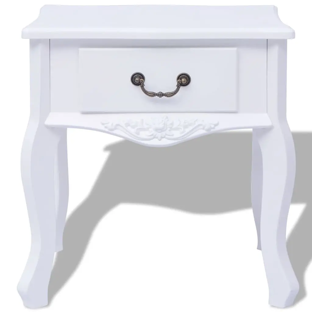 White Bedside Cabinet with Drawer for Storage