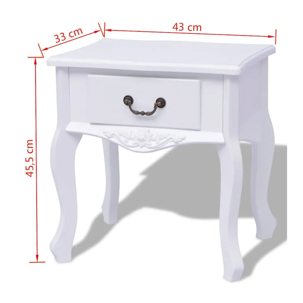 White Bedside Cabinet with Drawer for Storage