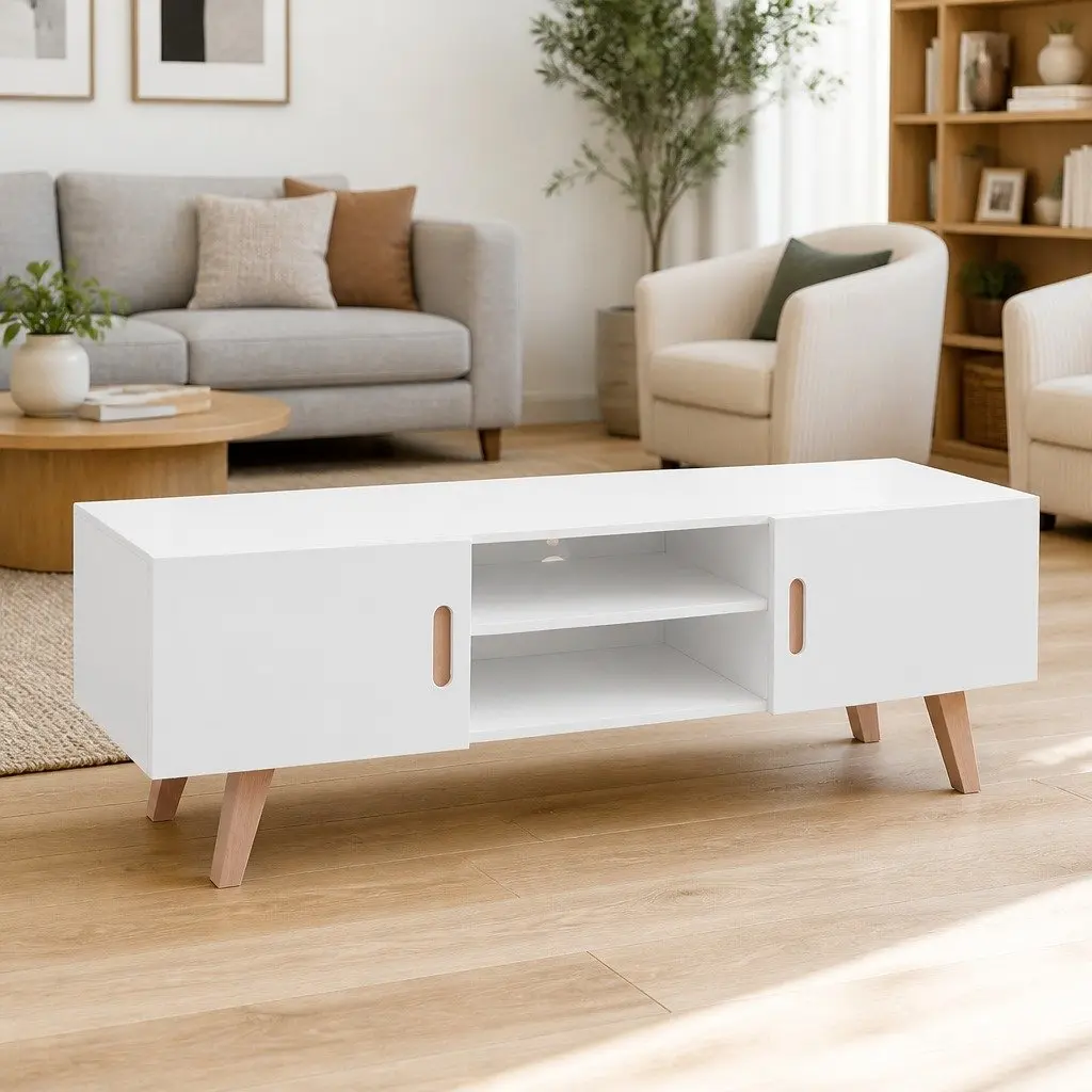 High Gloss White TV Stand MDF Media Storage Unit (76)