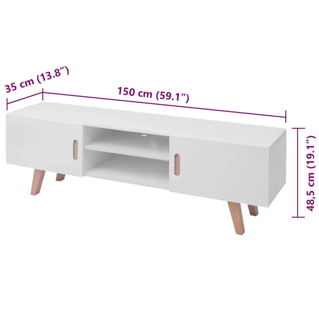 High Gloss White TV Stand MDF Media Storage Unit (76)
