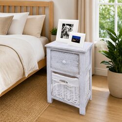 White Wooden Nightstand Cabinets Set of 2 for Storage