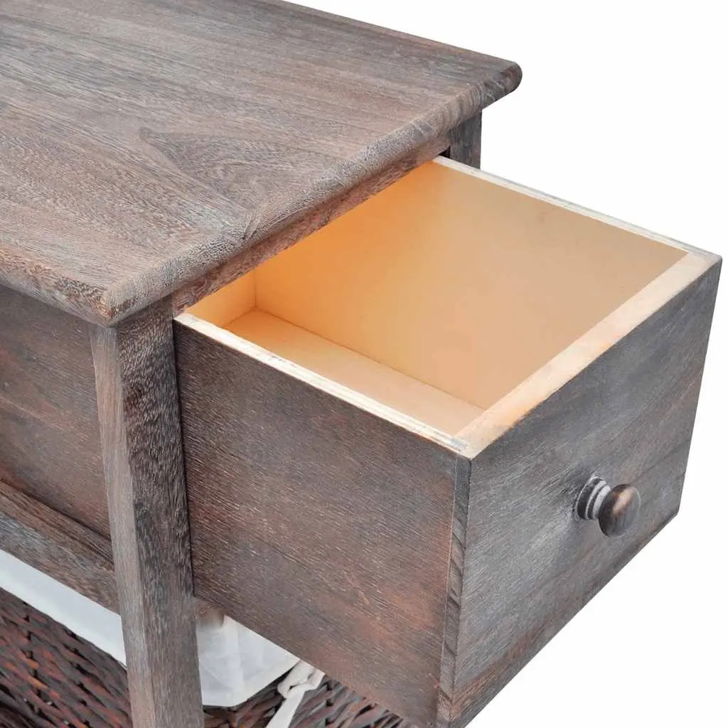 Brown Wood Nightstand Set with Storage Drawers