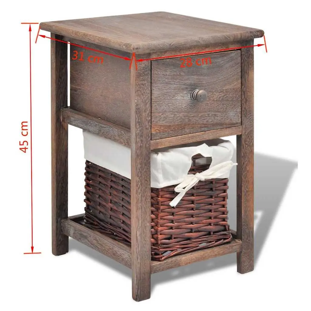 Brown Wood Nightstand Set with Storage Drawers