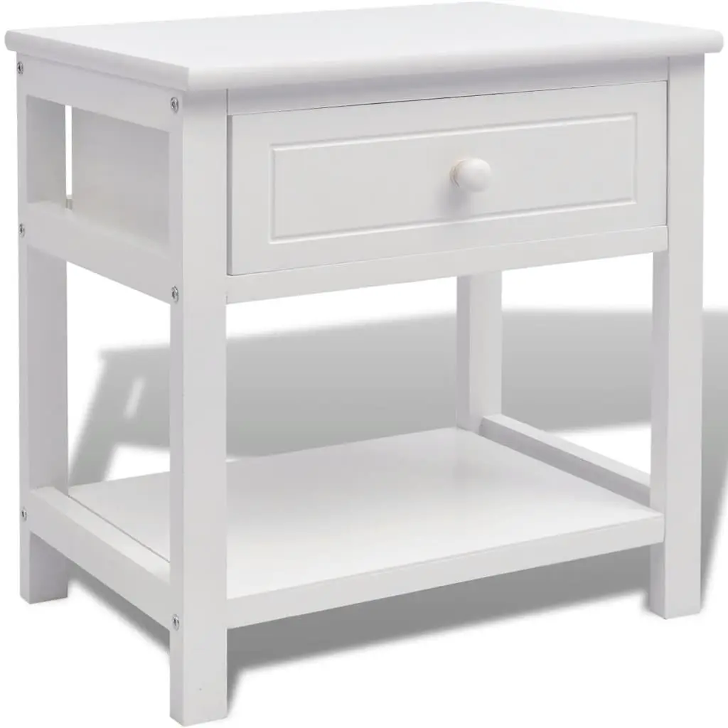Bedside Table Wood White