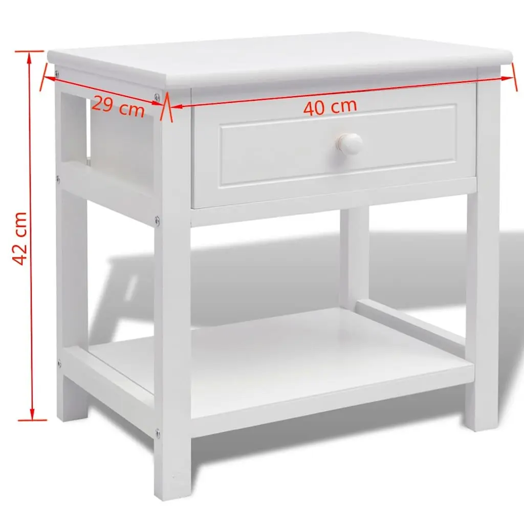 Bedside Table Wood White