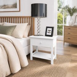 Stylish White Wooden Nightstands with Storage Drawers
