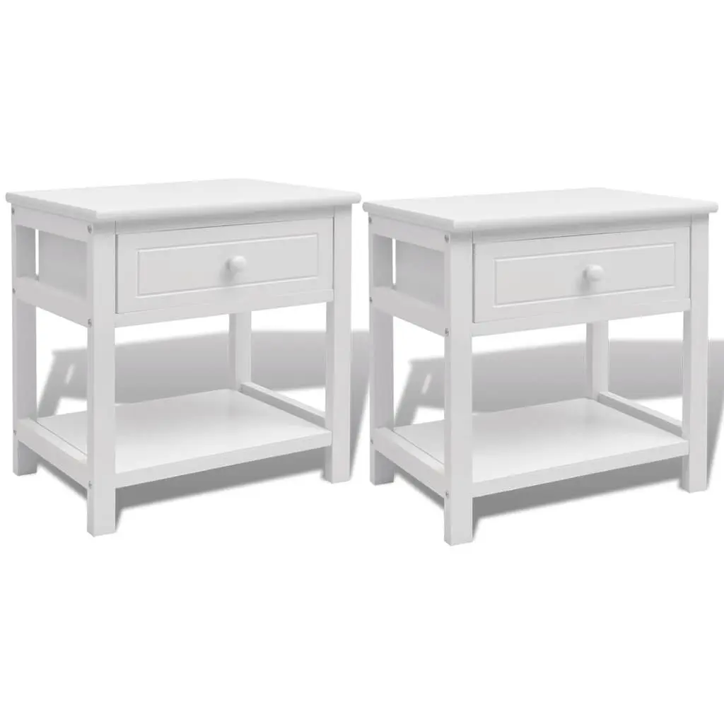 Bedside Cabinet Wooden White Nightstand Drawer Storage Shelf