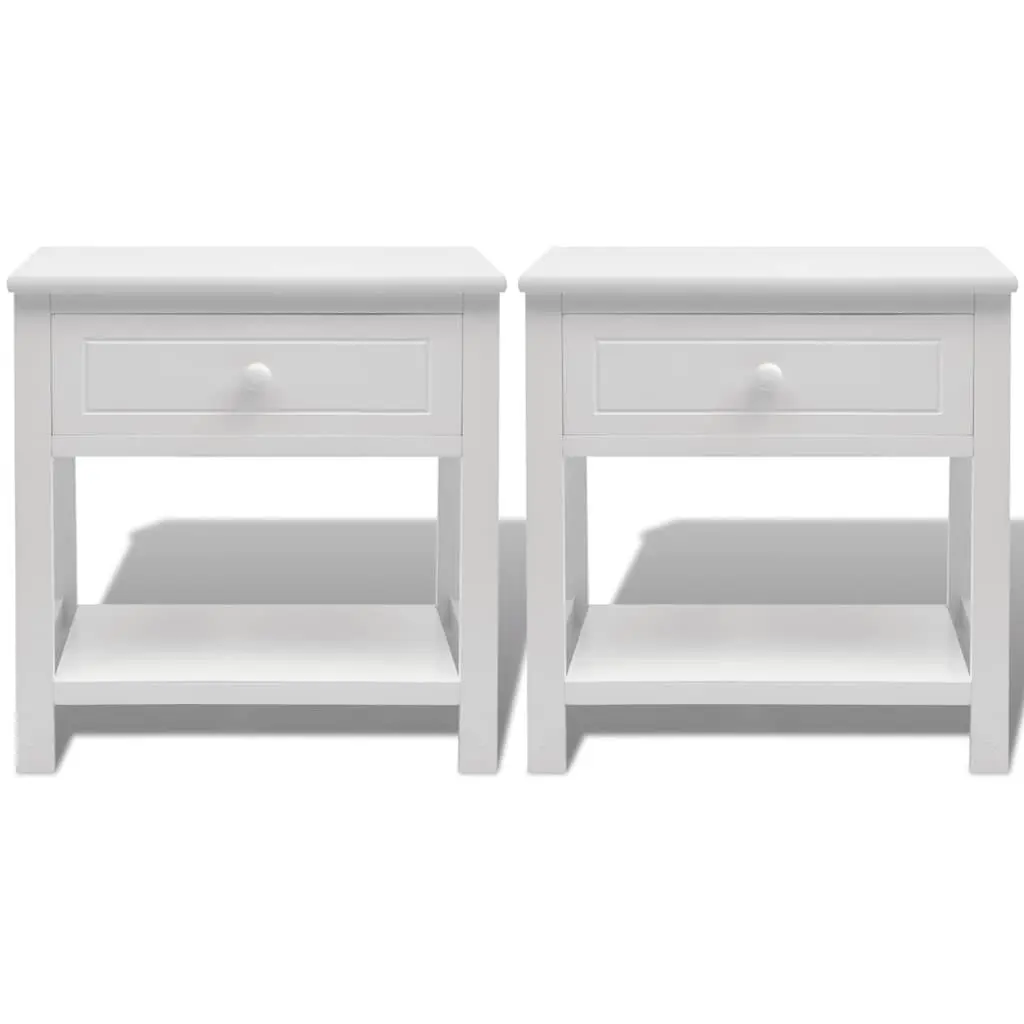 Bedside Cabinet Wooden White Nightstand Drawer Storage Shelf