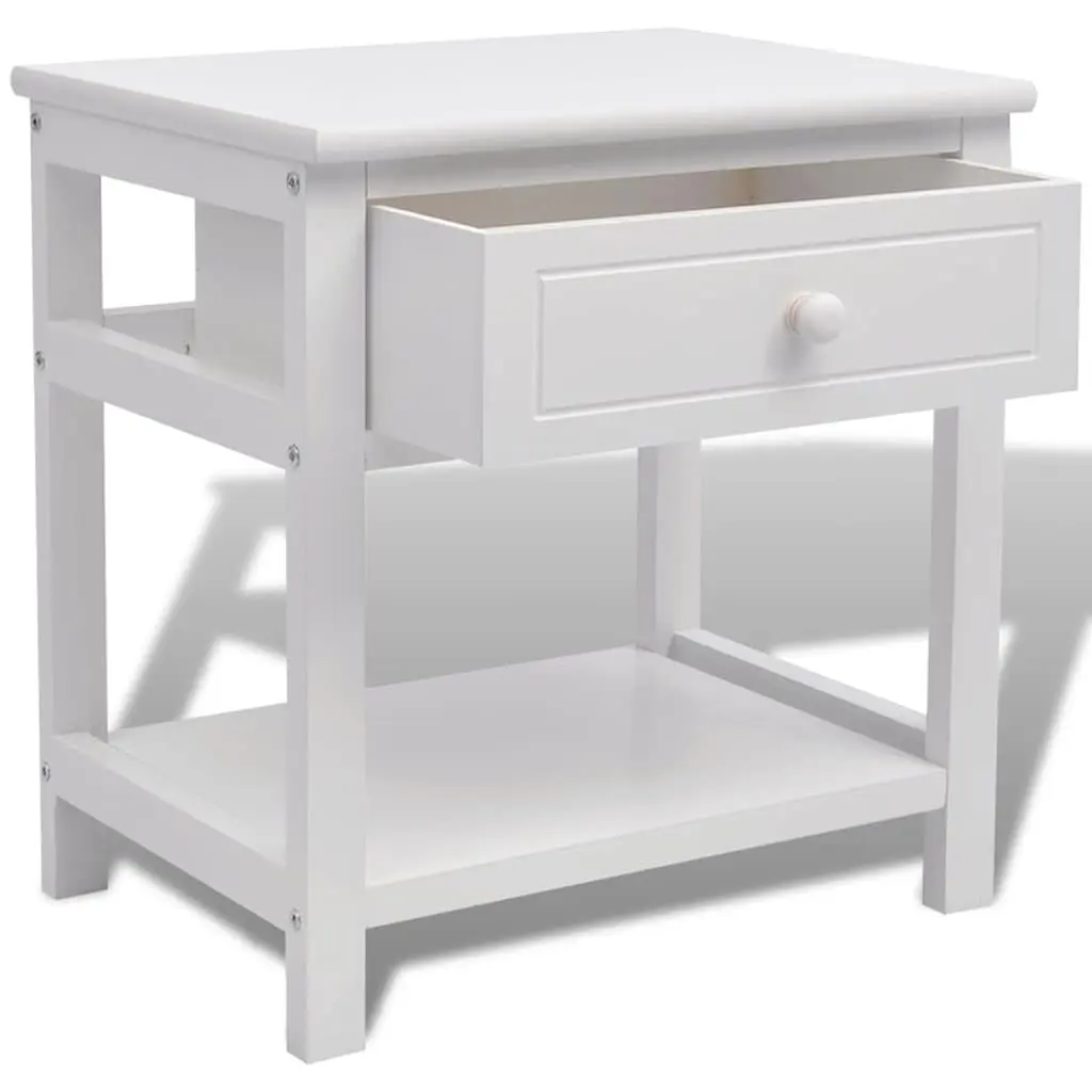 Bedside Cabinet Wooden White Nightstand Drawer Storage Shelf