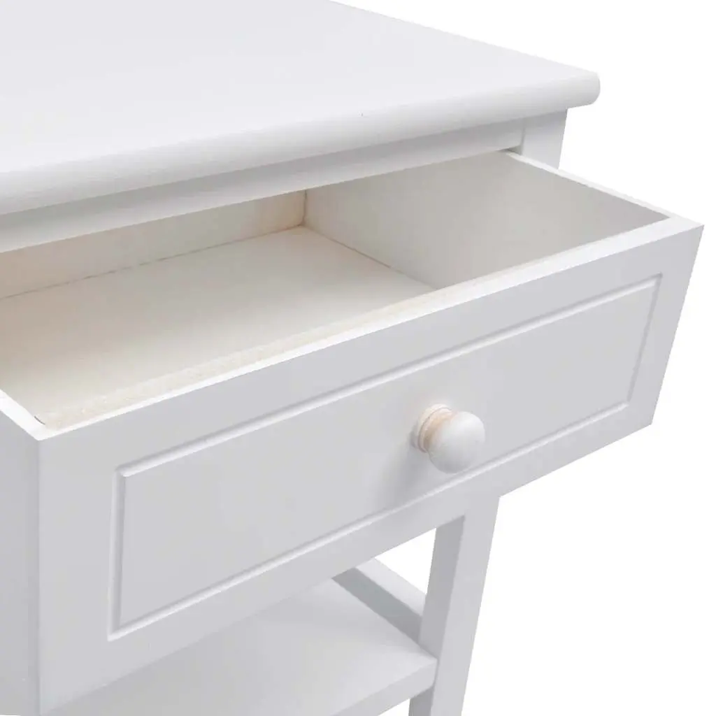 Bedside Cabinet Wooden White Nightstand Drawer Storage Shelf