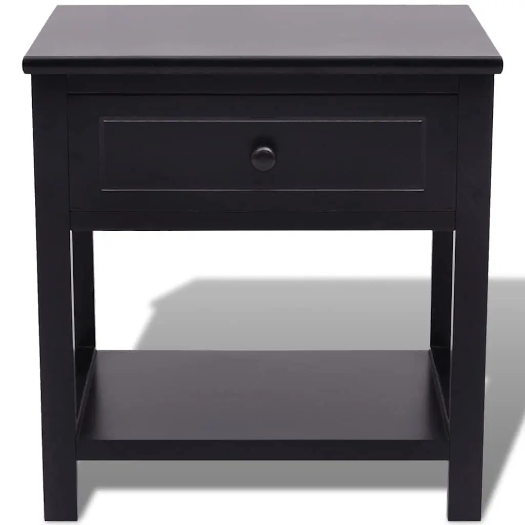 Bedside Table Wood Black Nightstand Drawer Storage Cabinet