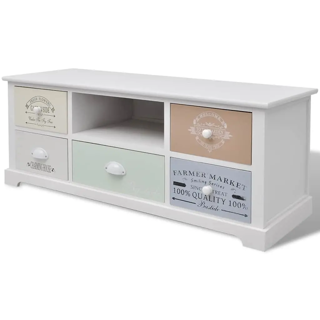 French Country Style TV Cabinet with 5 Drawers