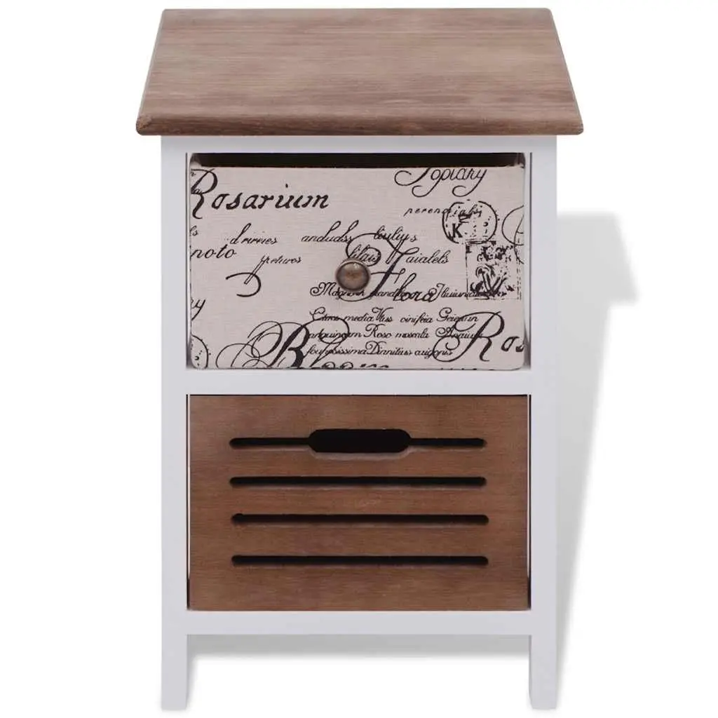 Wooden Bedside Cabinets 2 Piece Set Storage Drawer Cabinet Multicolour