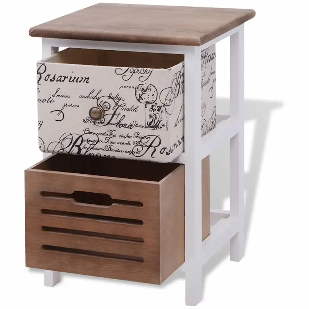 Wooden Bedside Cabinets 2 Piece Set Storage Drawer Cabinet Multicolour