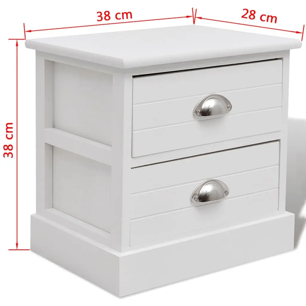 Bedside Tables Wood 2 pcs White French Country Style Nightstands Storage Cabinets