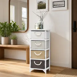 4-Drawer White Wooden Storage Cabinet for Organizing