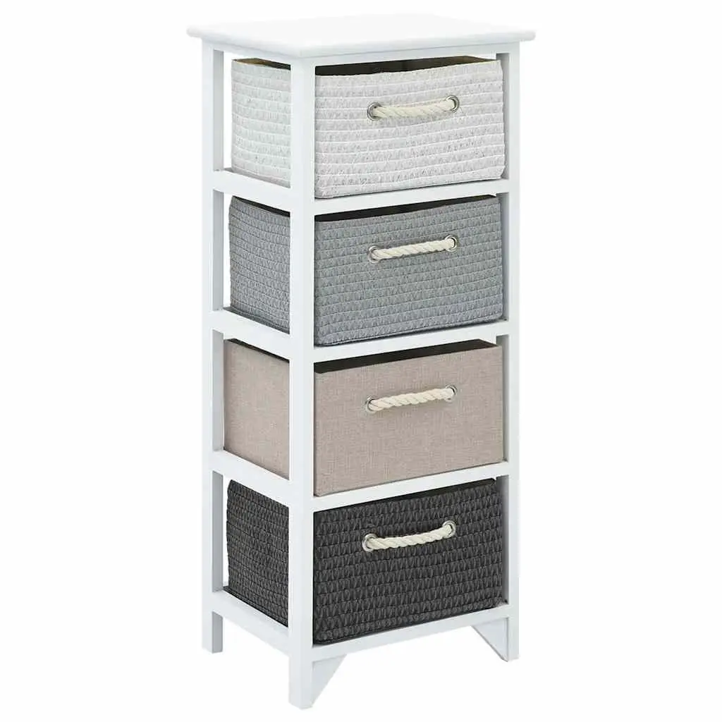 Storage Cabinet Wooden 4 Drawers White