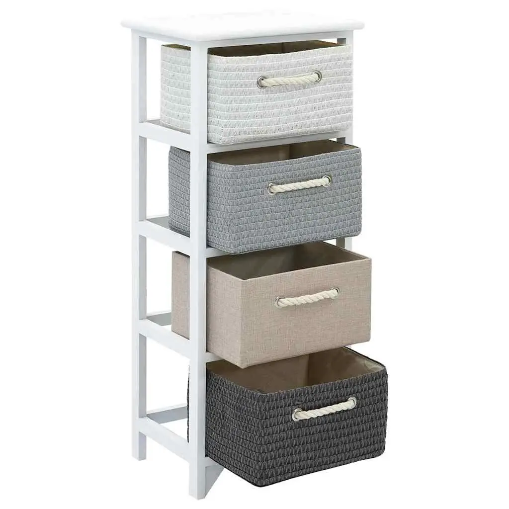 Storage Cabinet Wooden 4 Drawers White