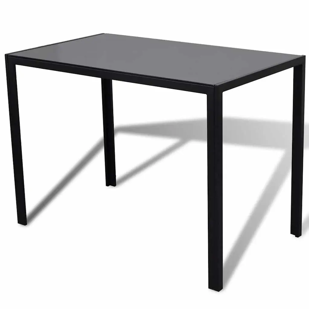 Black 5-Piece Dining Set with Glass Top