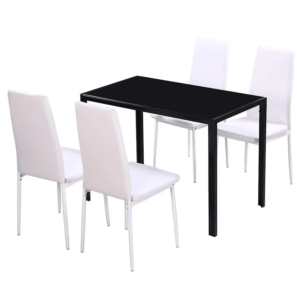 5-Piece Black Dining Table Set with 4 Chairs