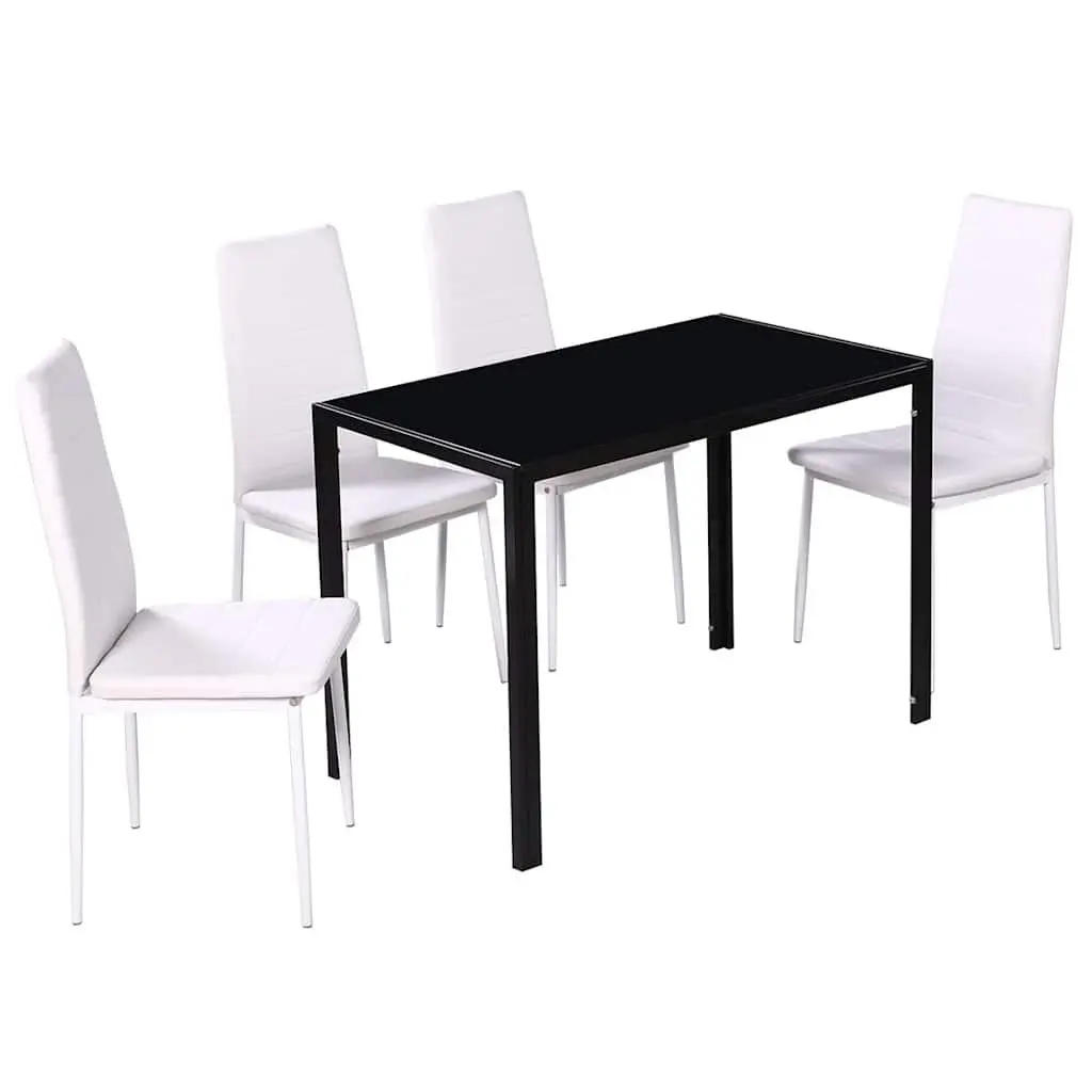 5-Piece Black Dining Table Set with 4 Chairs