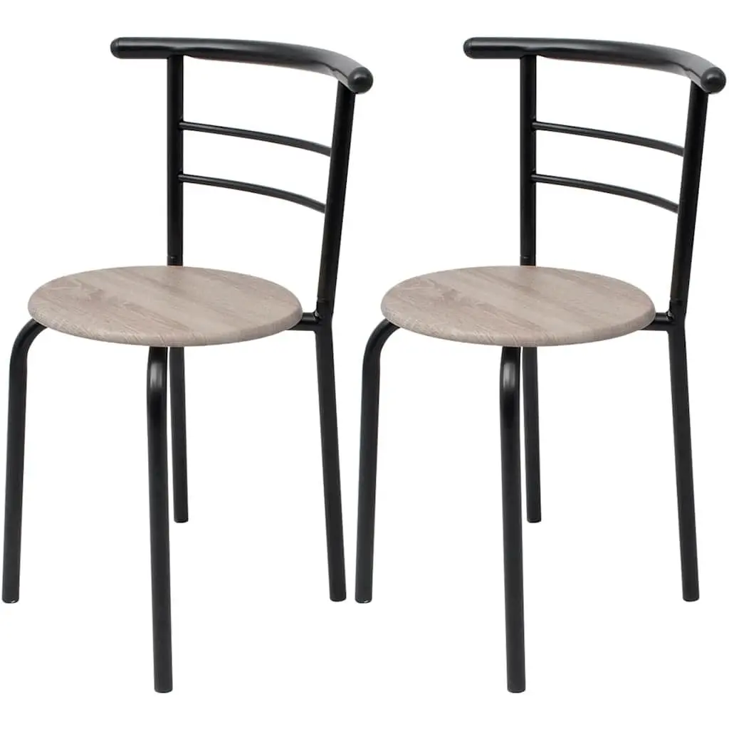 Breakfast Bar Set with 2 Stools Modern Kitchen Dining Furniture Black Compact