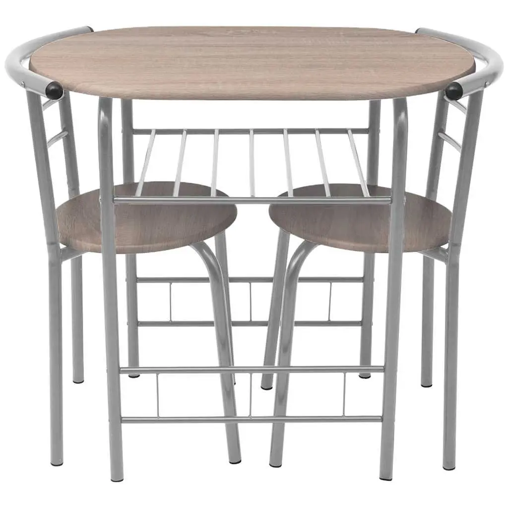 Brown Breakfast Bar Set with Durable Iron Frame