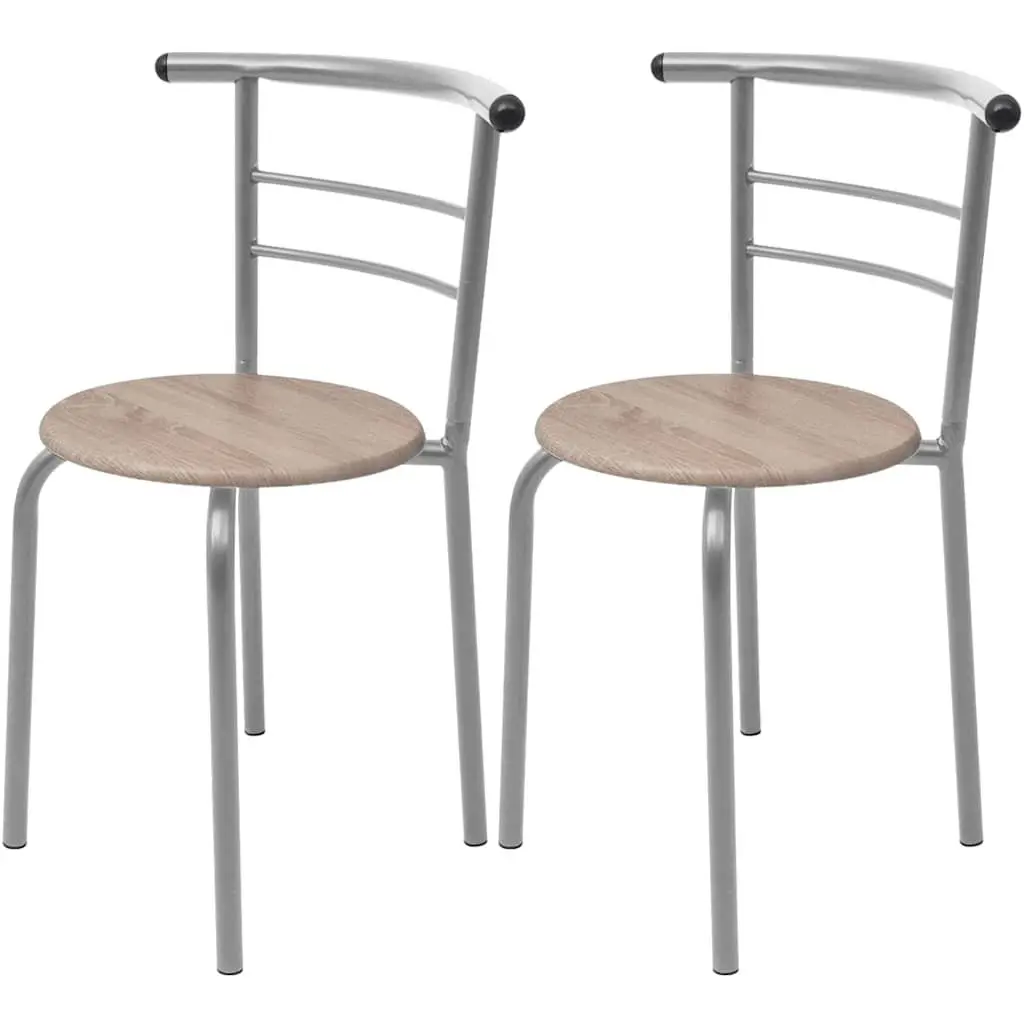 Brown Breakfast Bar Set with Durable Iron Frame