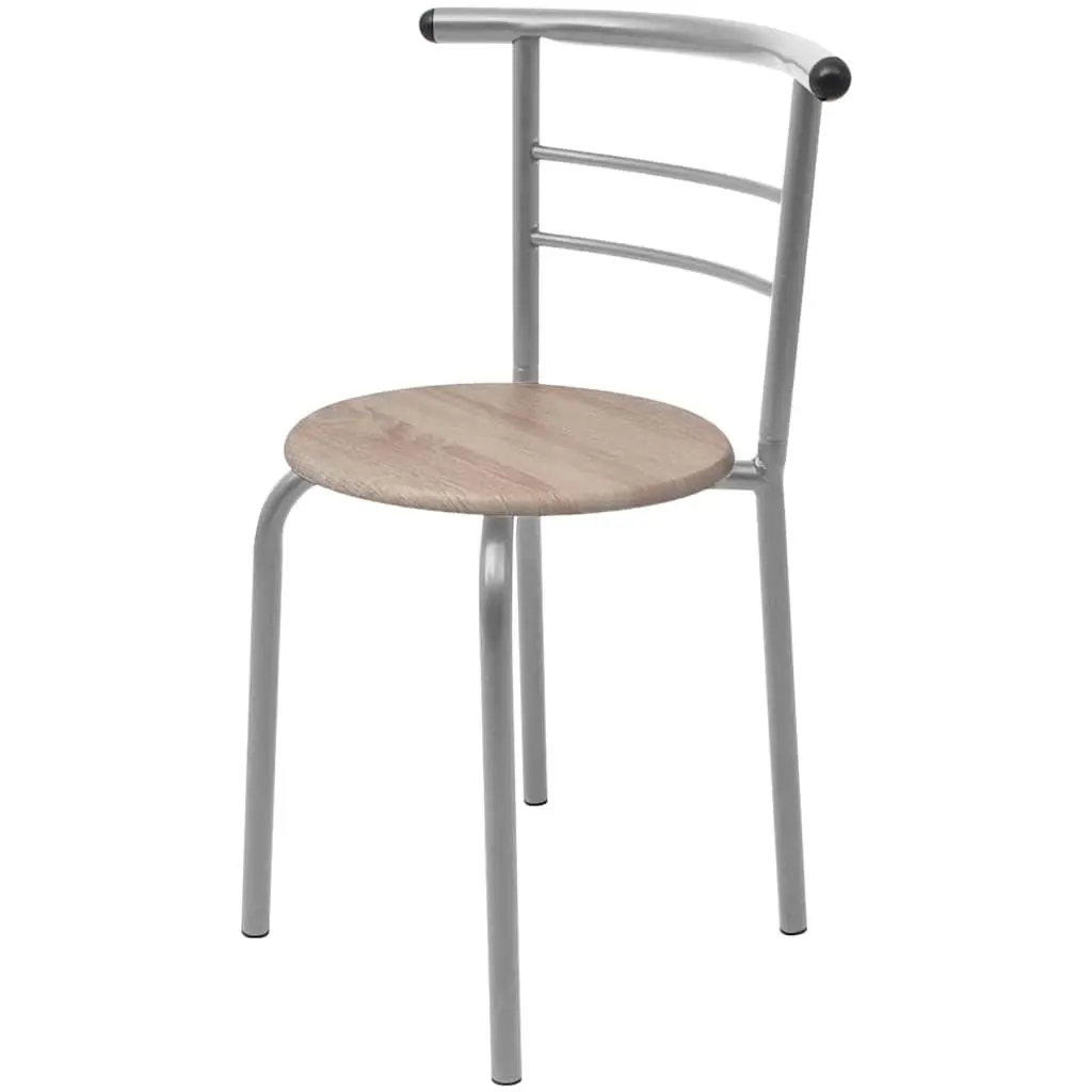 Brown Breakfast Bar Set with Durable Iron Frame