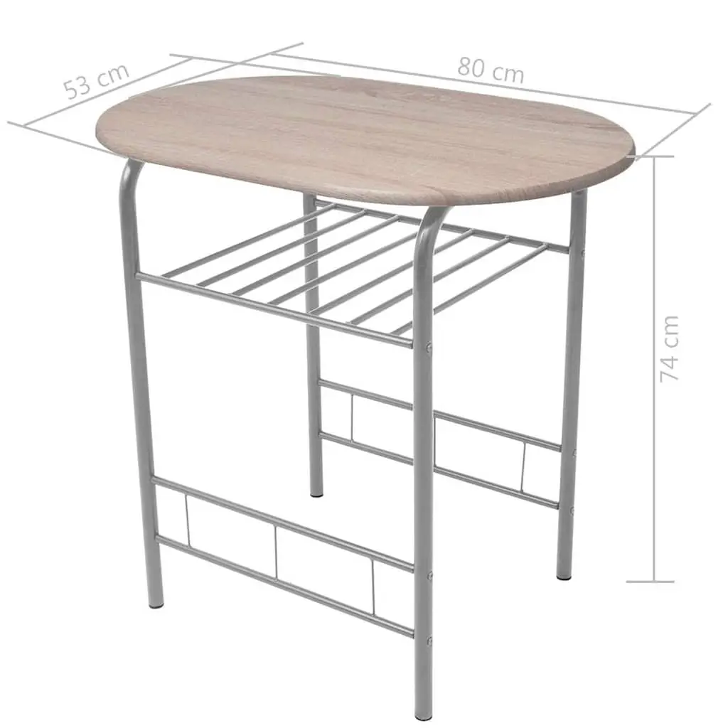 Brown Breakfast Bar Set with Durable Iron Frame