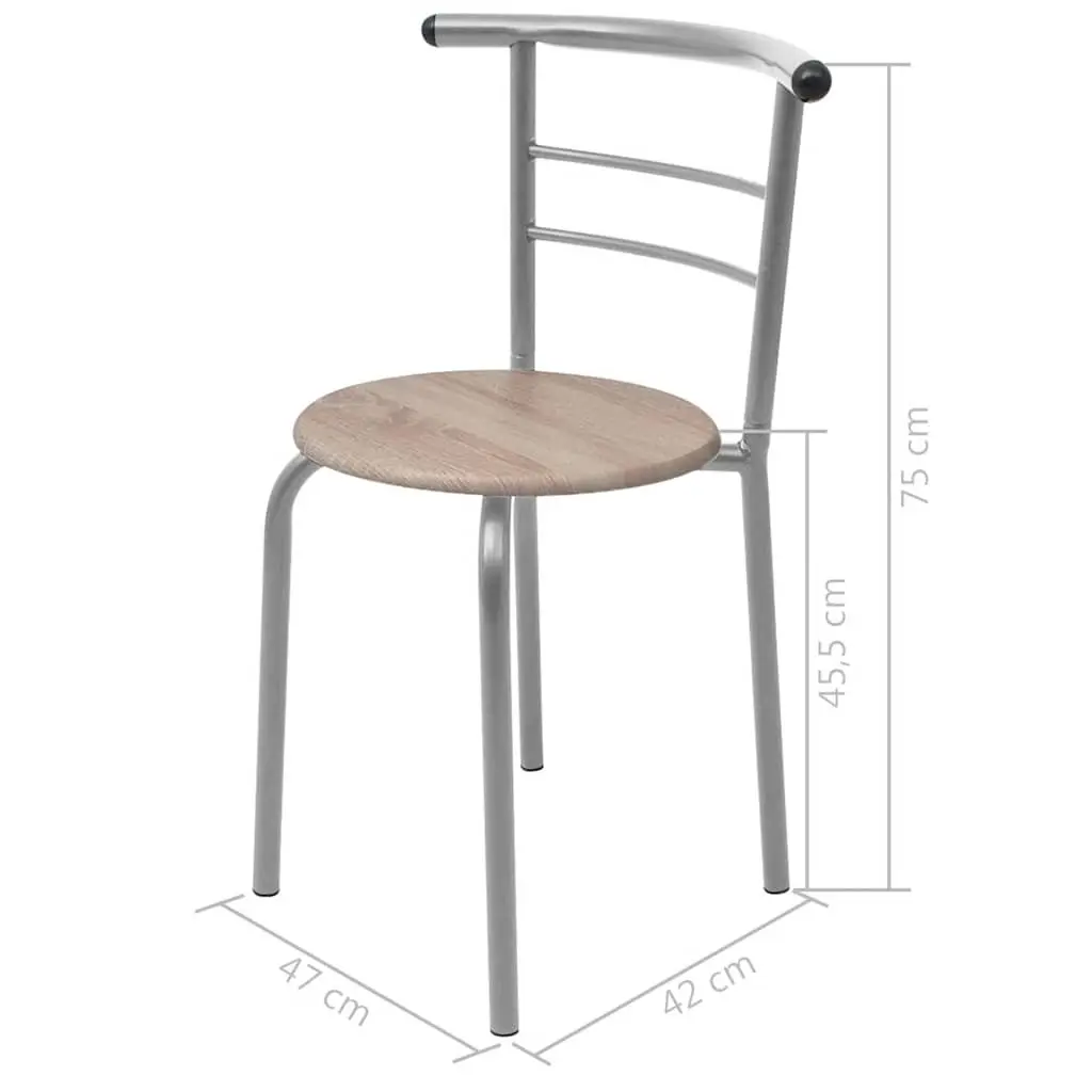Brown Breakfast Bar Set with Durable Iron Frame