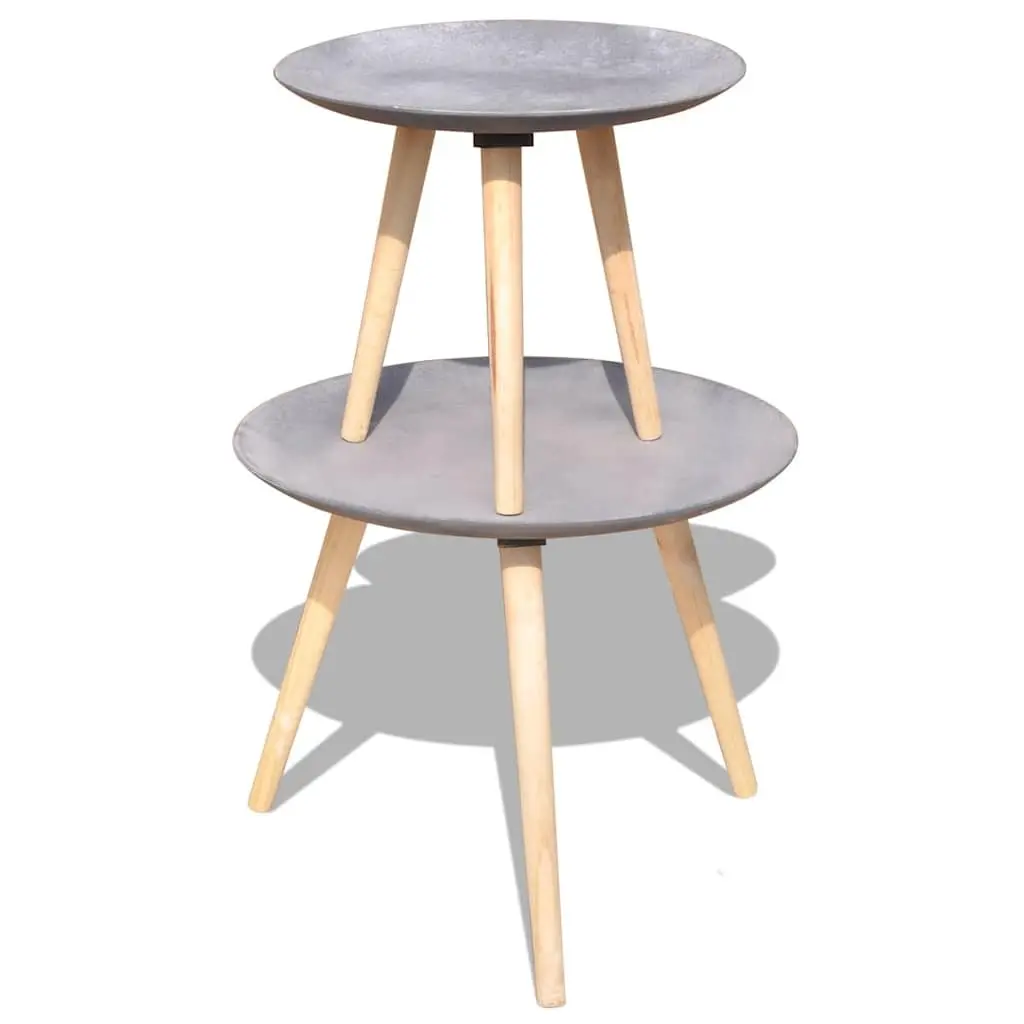 Concrete Grey Round Side Table Set 55cm & 44cm