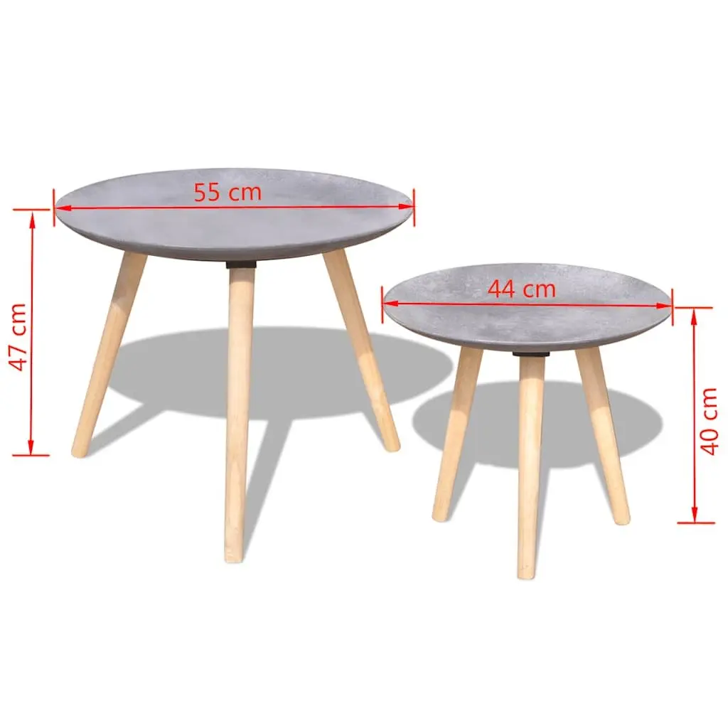 Concrete Grey Round Side Table Set 55cm & 44cm